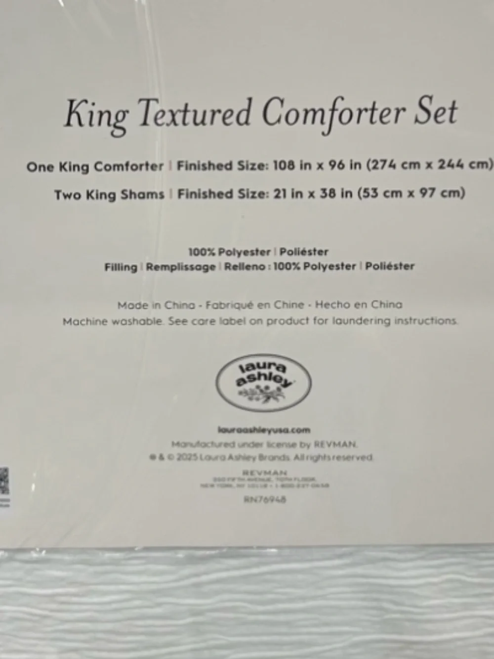 Laura Ashley White Textured King Comforter Set 108”x96”